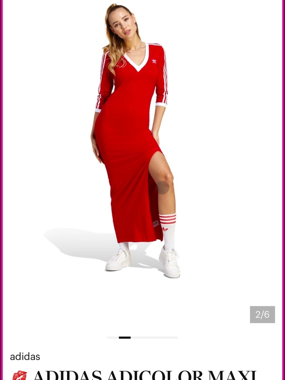 adidas Red Maxi Dress with White Trim